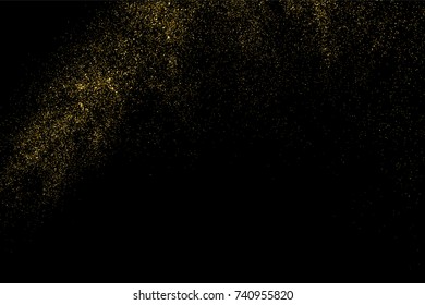 Gold glitter texture isolated on black. Amber particles color. Celebratory background. Golden explosion of confetti. Vector illustration,eps 10.