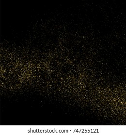 Gold glitter texture isolated on black square. Amber particles color. Celebratory background. Golden explosion of confetti. Vector illustration,eps 10.