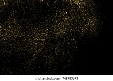 Gold glitter texture isolated on black. Amber particles color. Celebratory background. Golden explosion of confetti. Vector illustration,eps 10.