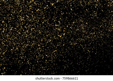 Gold glitter texture isolated on black. Amber particles color. Celebratory background. Golden explosion of confetti. Vector illustration,eps 10.
