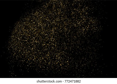 Gold glitter texture isolated on black. Amber particles color. Celebratory background. Golden explosion of confetti. Vector illustration,eps 10.