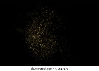 Gold glitter texture isolated on black. Amber particles color. Celebratory background. Golden explosion of confetti. Vector illustration,eps 10.