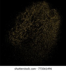Gold glitter texture isolated on black square. Amber particles color. Celebratory background. Golden explosion of confetti. Vector illustration,eps 10.