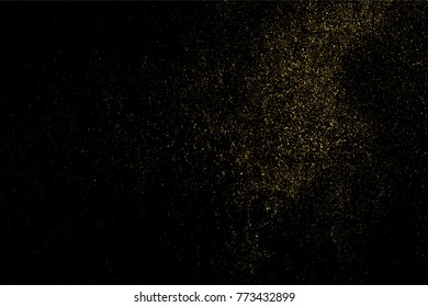 Gold glitter texture isolated on black. Amber particles color. Celebratory background. Golden explosion of confetti. Vector illustration,eps 10.