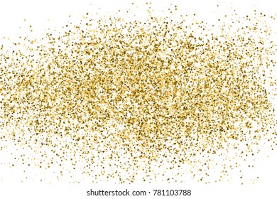 Gold glitter texture isolated on white. Amber color background. Golden explosion of confetti. Vector illustration,eps 10.
