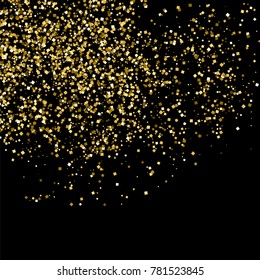 Gold glitter texture isolated on black. Amber particles color. Celebratory background. Golden explosion of confetti. Vector illustration,eps 10.