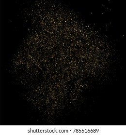 Gold glitter texture isolated on black square. Amber particles color. Celebratory background. Golden explosion of confetti. Vector illustration,eps 10.