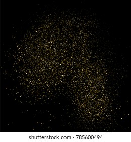 Gold glitter texture isolated on black square. Amber particles color. Celebratory background. Golden explosion of confetti. Vector illustration,eps 10.