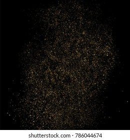 Gold glitter texture isolated on black square. Amber particles color. Celebratory background. Golden explosion of confetti. Vector illustration,eps 10.