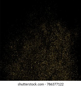 Gold glitter texture isolated on black square. Amber particles color. Celebratory background. Golden explosion of confetti. Vector illustration,eps 10.