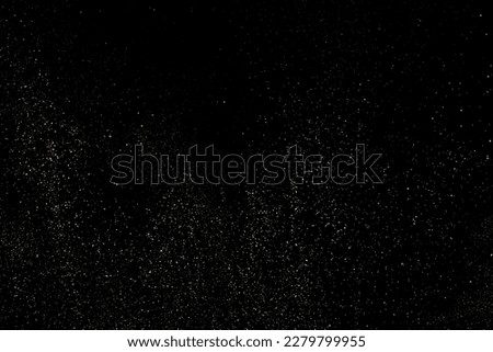 Gold Glitter Texture Isolated on Black Background. Golden stardust. Amber Particles Color. Sparkles Rain. Vector Illustration, Eps 10.