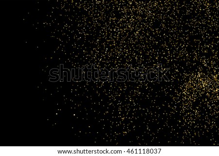 Gold glitter texture isolated on black. Celebratory background. Golden explosion of confetti. Vector illustration,eps 10.