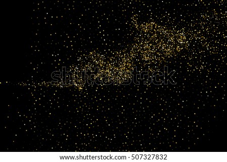 Gold glitter texture isolated on black. Celebratory background. Golden explosion of confetti. Vector illustration,eps 10.