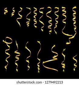 Gold glitter texture on a black background. Golden explosion of confetti. Golden grainy abstract texture on a black background. Design element. Vector illustration,eps 10