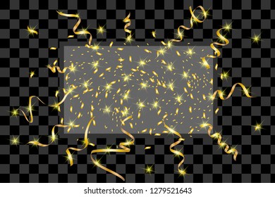 Gold glitter texture on a black background. Golden explosion of confetti. Golden grainy abstract texture on a black background. Design element. Vector illustration,eps 10