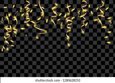 Gold glitter texture on a black background. Golden explosion of confetti. Golden grainy abstract texture on a black background. Design element. Vector illustration,eps 10