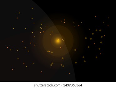 Gold glitter texture on a black background. Holiday background. Golden explosion of confetti. Golden grainy abstract texture on a black background. Design element. Vector illustration,eps 10.