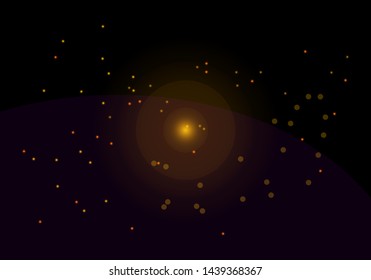 Gold glitter texture on a black background. Holiday background. Golden explosion of confetti. Golden grainy abstract texture on a black background. Design element. Vector illustration,eps 10.