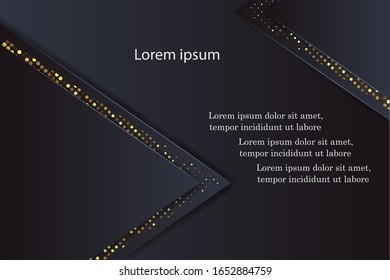 Gold glitter texture on a black background. Concept polygonal background, 3d illustration