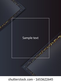 Textura dorada brillante sobre fondo negro. Fondo polígonal conceptual, ilustración 3d