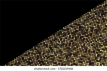 Textura dorada brillante sobre fondo negro. Explosión dorada de confetti. Textura abstracta granulada dorada sobre fondo negro. Elemento de diseño. Ilustración del vector