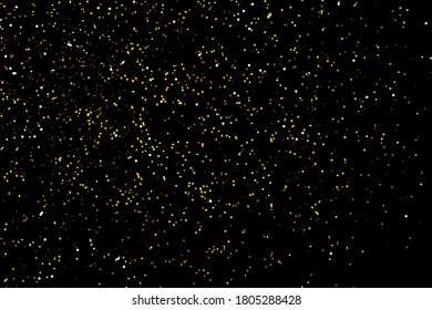 Gold glitter texture on black background. Golden explosion of confetti. Golden grainy abstract texture on black background. Holiday background. Design element. Vector illustration,eps 10.