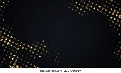 Goldene glitzernde Textur auf schwarzem Hintergrund. Goldene Farbe. Abstrakte Partikel goldener Farbe auf einem Hintergrund. Glitter Konfetti.