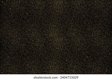 Gold glitter texture on a black background. Golden explosion of confetti. Golden abstract texture against a grainy black background. Design element. open illustration, 10 eps.