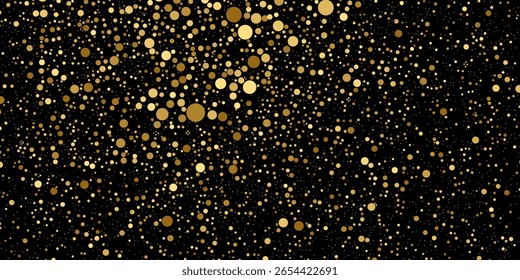 Textura de brillo dorado sobre fondo negro. Antecedentes de Festiva. Explosión dorada de confeti. Textura abstracta granulada dorada sobre un fondo negro. Elemento de diseño