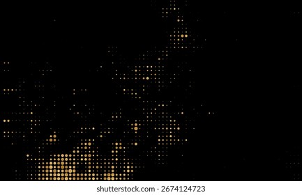 Gold glitter texture on a black background. Holiday background. Golden explosion of confetti. Golden grainy abstract texture on a black background. Eps10