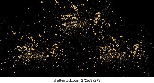 Textura de brillo dorado sobre fondo negro. Antecedentes de Festiva. Explosión dorada de confeti. Textura abstracta granulada dorada sobre un fondo negro. Elemento de diseño. Ilustración vectorial, eps 10.