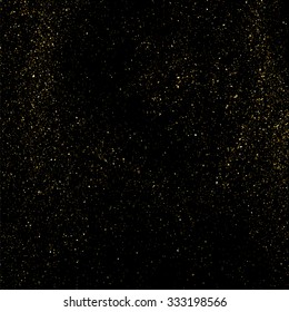 Gold glitter texture on a black background. Goldl explosion of confetti. Grainy abstract  texture on a black  background. Design element. Vector illustration,eps 10.
