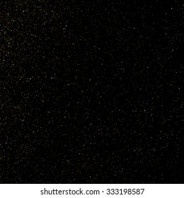 Gold glitter texture on a black background. Goldl explosion of confetti. Grainy abstract  texture on a black  background. Design element. Vector illustration,eps 10.