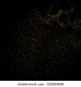 Gold glitter texture on a black background. Golden explosion of confetti. Golden grainy abstract  texture on a black  background. Design element. Vector illustration,eps 10.