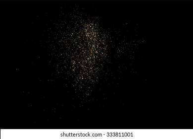 Gold glitter texture on a black background. Golden explosion of confetti. Golden grainy abstract  texture on a black  background. Design element. Vector illustration,eps 10.