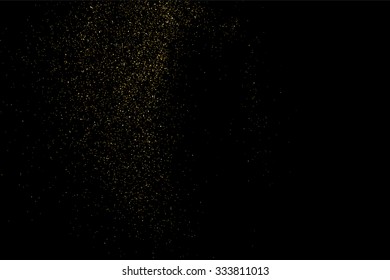Gold glitter texture on a black background. Golden explosion of confetti. Golden grainy abstract  texture on a black  background. Design element. Vector illustration,eps 10.