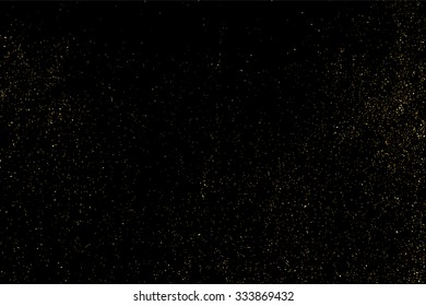 Gold glitter texture on a black background. Golden explosion of confetti. Golden grainy abstract  texture on a black  background. Design element. Vector illustration,eps 10.
