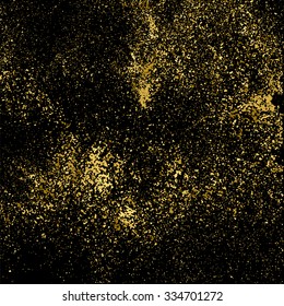 Gold glitter texture on a black background. Golden explosion of confetti. Golden grainy abstract  texture on a black  background. Design element. Vector illustration,eps 10.