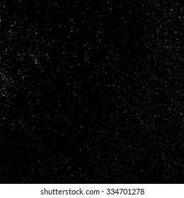 Gold glitter texture on a black background. Golden explosion of confetti. Golden grainy abstract  texture on a black  background. Design element. Vector illustration,eps 10.
