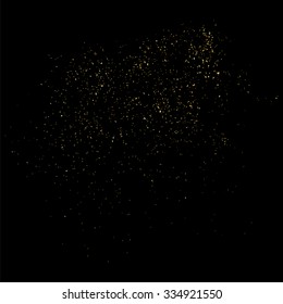 Gold glitter texture on a black background. Golden explosion of confetti. Golden grainy abstract  texture on a black  background. Design element. Vector illustration,eps 10.