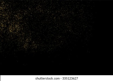 Gold glitter texture on a black background. Golden explosion of confetti. Golden grainy abstract  texture on a black  background. Design element. Vector illustration,eps 10.
