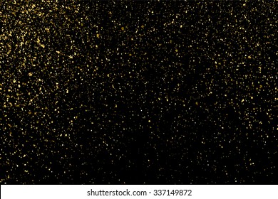 Goldene glitzernde Textur auf schwarzem Hintergrund. Feiertagshintergrund. Goldene Explosion von Konfetti. Goldene graue abstrakte Textur auf schwarzem Hintergrund. Design-Element. Vektorgrafik, eps10.