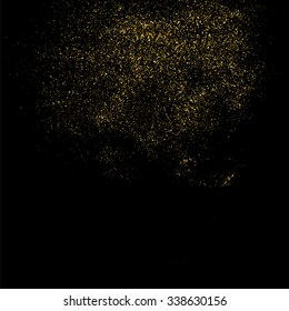 Gold glitter texture on a black background. Golden explosion of confetti. Golden grainy abstract  texture on a black  background. Design element. Vector illustration,eps 10.