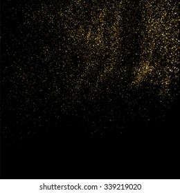 Gold glitter texture on a black background. Golden explosion of confetti. Golden grainy abstract  texture on a black  background. Design element. Vector illustration,eps 10.