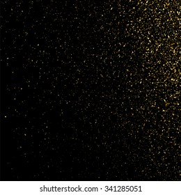 Gold glitter texture on a black background. Golden explosion of confetti.  Design element. Vector illustration,eps 10.