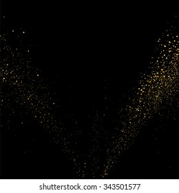 Gold glitter texture on a black background. Golden explosion of confetti. Golden grainy abstract  texture on a black  background. Design element. Vector illustration,eps 10.