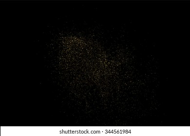 Gold glitter texture on a black background. Holiday background. Golden explosion of confetti. Golden grainy abstract  texture on a black  background. Design element. Vector illustration,eps 10.