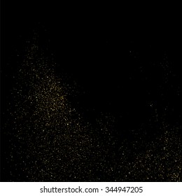 Gold glitter texture on a black background. Golden explosion of confetti. Golden grainy abstract  texture on a black  background. Design element. Vector illustration,eps 10.