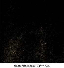 Gold glitter texture on a black background. Golden explosion of confetti. Golden grainy abstract  texture on a black  background. Design element. Vector illustration,eps 10.