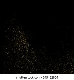 Gold glitter texture on a black background. Golden explosion of confetti.  Design element. Vector illustration,eps 10.